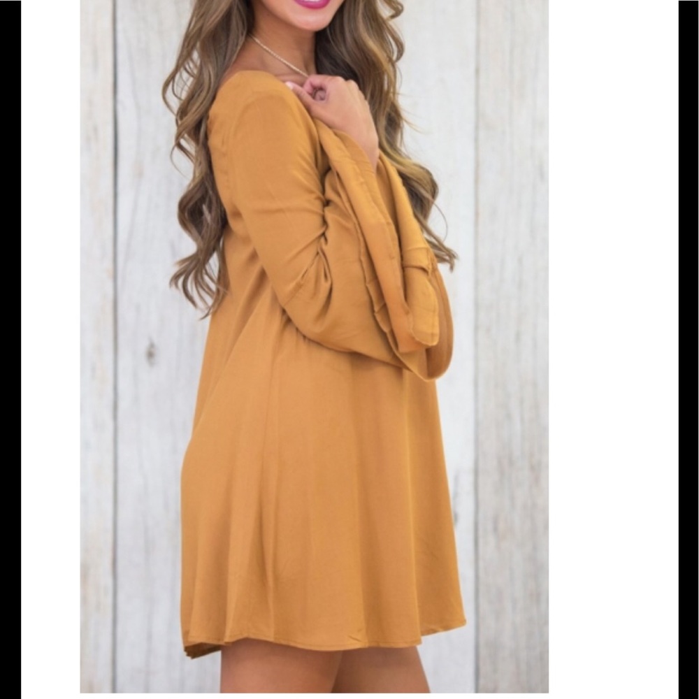 🆕 Fashion Round Neck Long Sleeve Shift MiniDress - Picture 2 of 3
